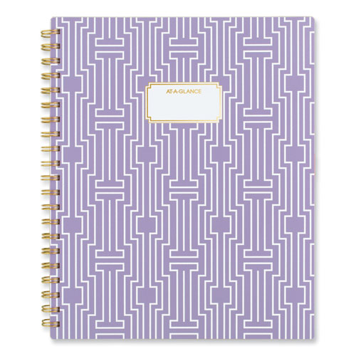 Badge Geo Weekly/monthly Planner, Geometric Artwork, 11 X 9.25, Purple/white/gold Cover, 13-month (jan To Jan): 2024 To 2025