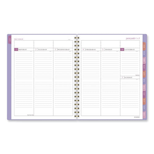 Badge Geo Weekly/monthly Planner, Geometric Artwork, 11 X 9.25, Purple/white/gold Cover, 13-month (jan To Jan): 2024 To 2025