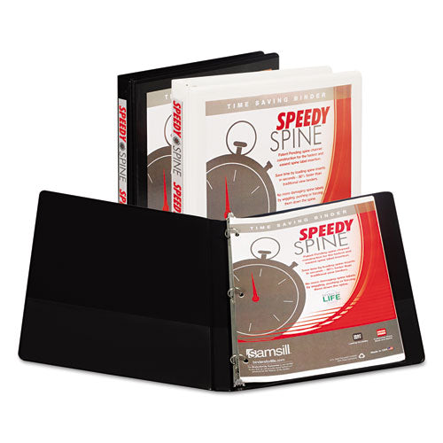 Speedy Spine Heavy-duty Time Saving Round Ring View Binder, 3 Rings, 1" Capacity, 11 X 8.5, White