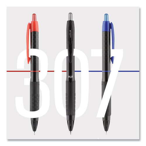 307 Gel Pen, Retractable, Fine 0.5 Mm, Blue Ink, Black Barrel, Dozen