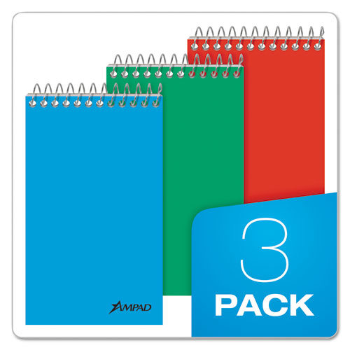 Memo Pads, Narrow Rule, Assorted Cover Colors, 60 White 3 X 5 Sheets, 3/pack