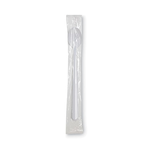 Individually Wrapped Mediumweight Polystyrene Cutlery, Soda Spoon, White, 1,000/carton