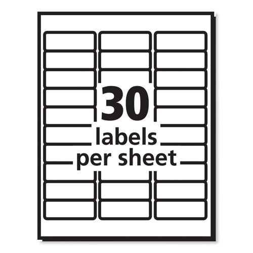 Labels, Laser Printers, 1 X 2.63, White, 30/sheet, 100 Sheets/box