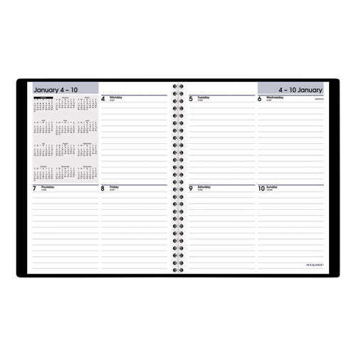 Dayminder Open-schedule Weekly Appointment Book, 8.75 X 7, Black Cover, 12-month (jan To Dec): 2024