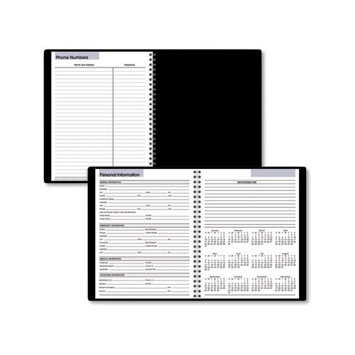 Dayminder Open-schedule Weekly Appointment Book, 8.75 X 7, Black Cover, 12-month (jan To Dec): 2024