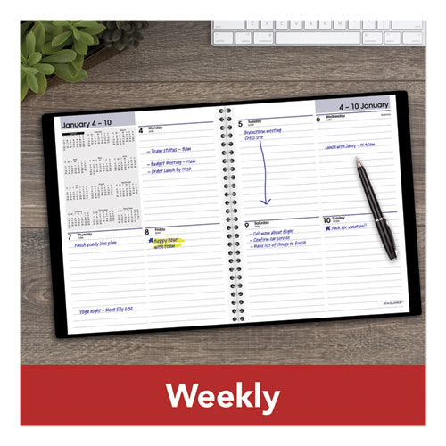 Dayminder Open-schedule Weekly Appointment Book, 8.75 X 7, Black Cover, 12-month (jan To Dec): 2024