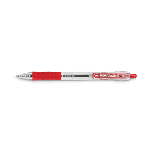 Easytouch Ballpoint Pen, Retractable, Medium 1 Mm, Red Ink, Clear Barrel, Dozen