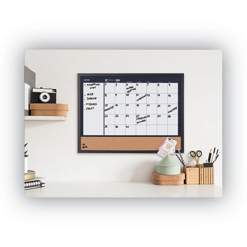 3-in-1 Combo Planner, 24.21 X 17.72, White Surface, Black Mdf Frame