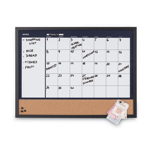 3-in-1 Combo Planner, 24.21 X 17.72, White Surface, Black Mdf Frame