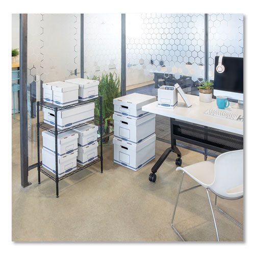 Organizer Storage Boxes, Small, 6.25" X 8.13" X 6.5", White/blue, 12/carton