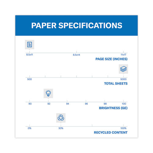 Great White 30 Recycled Print Paper, 92 Bright, 3hole, 20 Lb Bond Weight, 8.5 X 11, White, 500 Sheets/ream, 10 Reams/carton