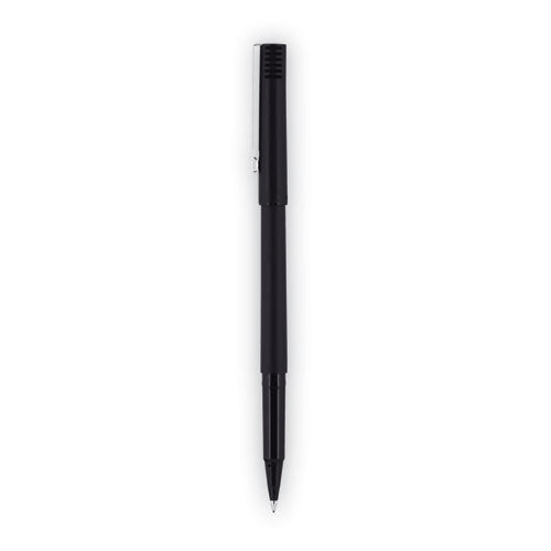 Roller Ball Pen, Stick, Extra-fine 0.5 Mm, Black Ink, Black Matte Barrel, Dozen