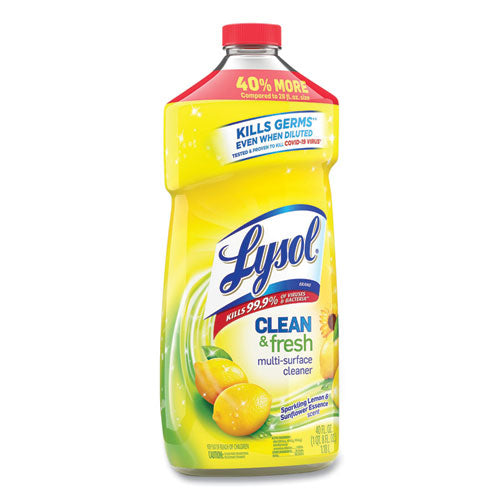 Clean And Fresh Multi-surface Cleaner, Sparkling Lemon And Sunflower Essence, 40 Oz Bottle, 9/carton