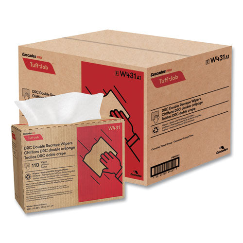 Tuff-job Double Recrepe Wipers, 9.25 X 12.5, White, 110/box, 12 Boxes/carton