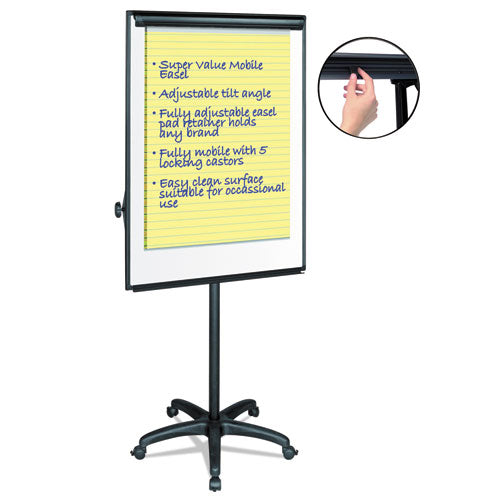 Silver Easy Clean Dry Erase Mobile Presentation Easel, 44" To 75.25" High