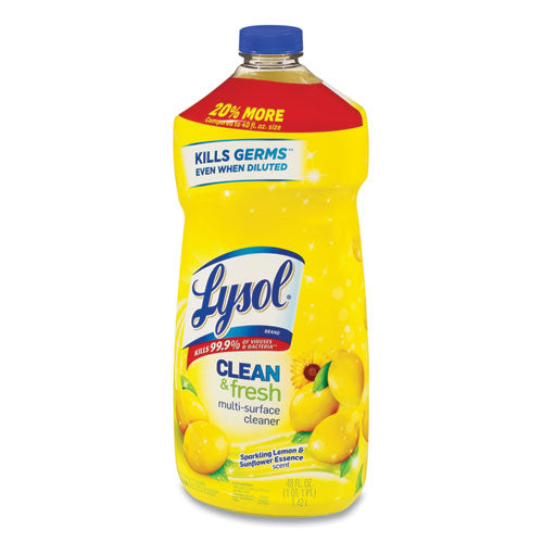 Clean And Fresh Multi-surface Cleaner, Sparkling Lemon And Sunflower Essence, 48 Oz Bottle, 9/carton