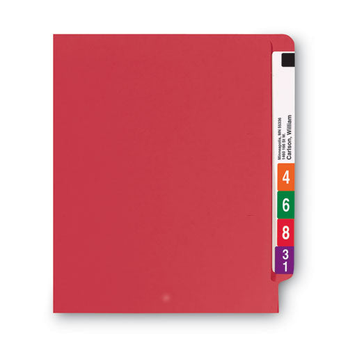 Shelf-master Reinforced End Tab Colored Folders, Straight Tabs, Letter Size, 0.75" Expansion, Red, 100/box