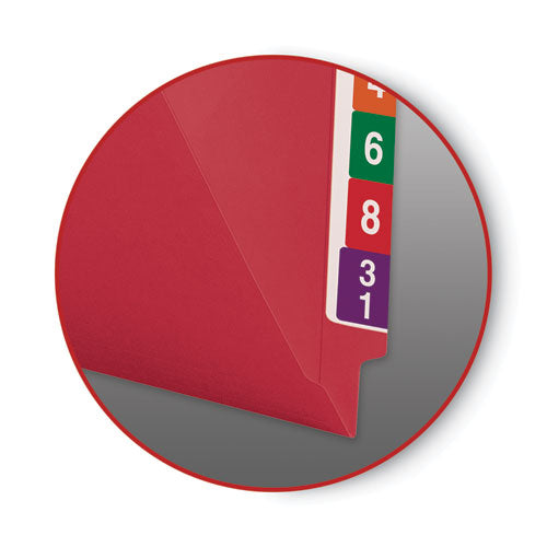 Shelf-master Reinforced End Tab Colored Folders, Straight Tabs, Letter Size, 0.75" Expansion, Red, 100/box