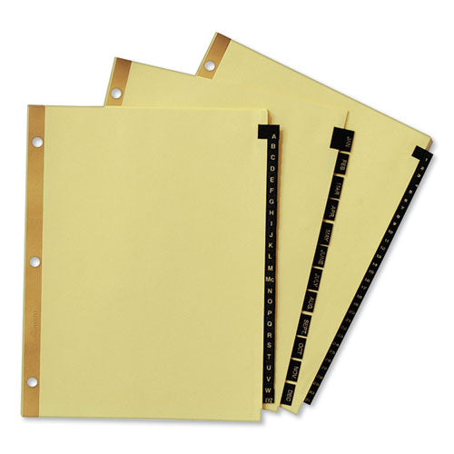 Preprinted Black Leather Tab Dividers W/gold Reinforced Edge, 31-tab, 1 To 31, 11 X 8.5, Buff, 1 Set