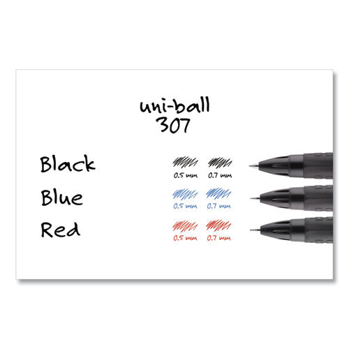 307 Gel Pen, Retractable, Medium 0.7 Mm, Black Ink, Black Barrel, Dozen