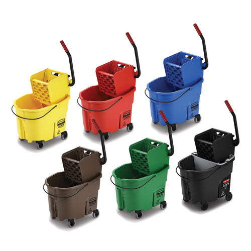 Wavebrake 2.0 Bucket/wringer Combos, Down-press, 35 Qt, Plastic, Yellow