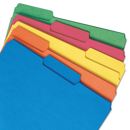 Interior File Folders, 1/3-cut Tabs: Assorted, Letter Size, 0.75" Expansion, Assorted Colors, 100/box