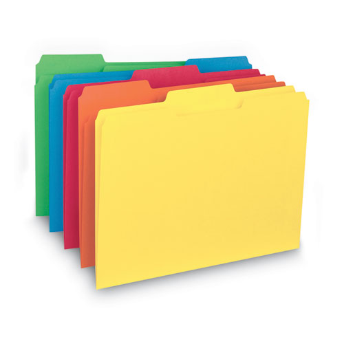 Interior File Folders, 1/3-cut Tabs: Assorted, Letter Size, 0.75" Expansion, Assorted Colors, 100/box