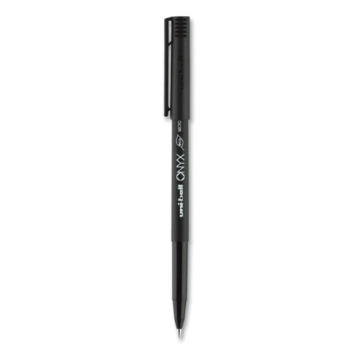 Onyx Roller Ball Pen, Stick, Extra-fine 0.5 Mm, Black Ink, Black Barrel, Dozen