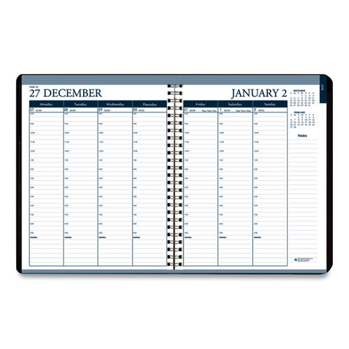 Recycled Wirebound Weekly/monthly Planner, 11 X 8.5, Black Cover, 12-month (jan To Dec): 2024