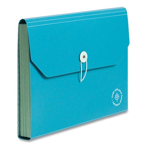 U Eco 13-pocket Expandable File, 9.75" Expansion, 13 Sections; Button/elastic Closure, 1/12-cut Tabs, Letter Size, Ocean