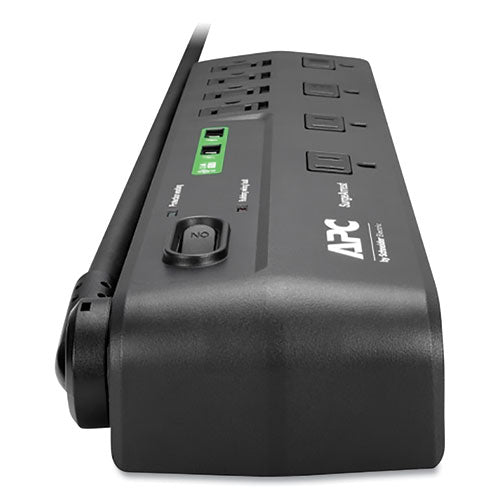 Home Office Surgearrest Power Surge Protector, 8 Ac Outlets/2 Usb Ports, 6 Ft Cord, 2,630 J, Black