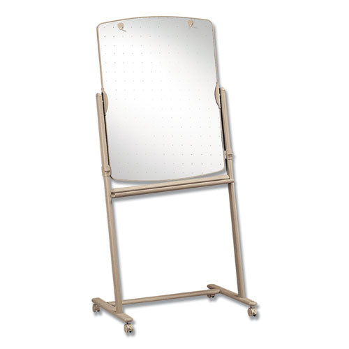 Total Erase Reversible Mobile Presentation Easel, Small, 31 X 41, White Surface, Neutral/beige Steel Frame