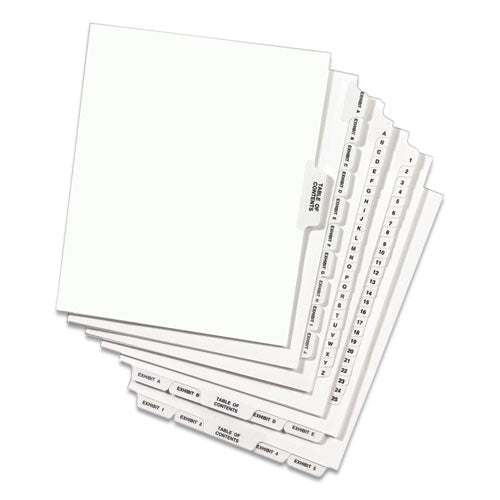 Avery-style Preprinted Legal Side Tab Divider, 26-tab, Exhibit A, 11 X 8.5, White, 25/pack, (1371)