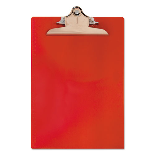 Recycled Plastic Clipboard With Ruler Edge, 1" Clip Capacity, Holds 8.5 X 11 Sheets, Red