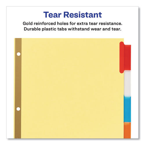 Insertable Big Tab Dividers, 5-tab, Double-sided Gold Edge Reinforcing, 11 X 8.5, Buff, Assorted Tabs, 1 Set