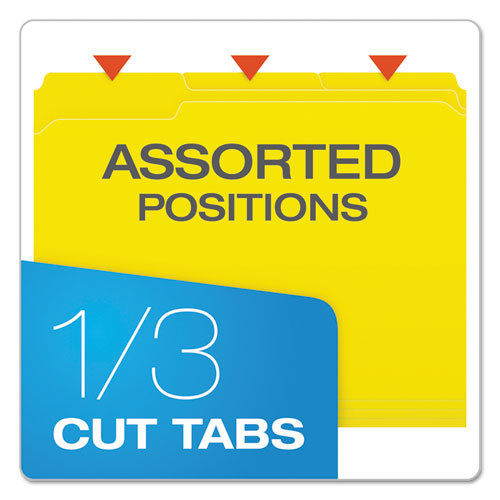 Double-ply Reinforced Top Tab Colored File Folders, 1/3-cut Tabs: Assorted, Letter Size, 0.75" Expansion, Yellow, 100/box