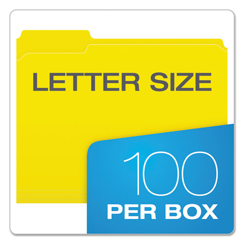 Double-ply Reinforced Top Tab Colored File Folders, 1/3-cut Tabs: Assorted, Letter Size, 0.75" Expansion, Yellow, 100/box