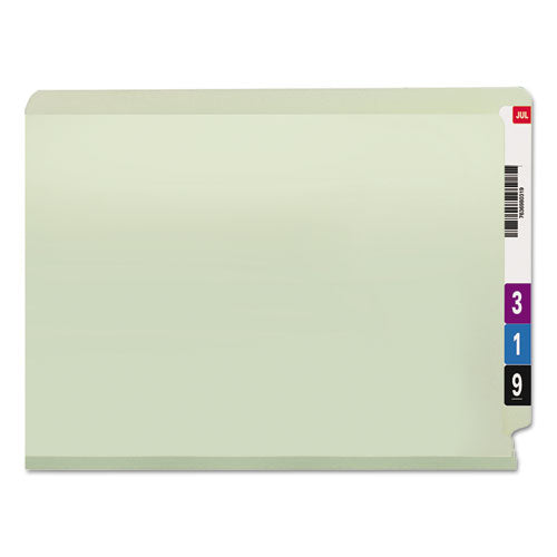 End Tab Pressboard Classification Folders, Two Safeshield Coated Fasteners, 1" Expansion, Letter Size, Gray-green, 25/box