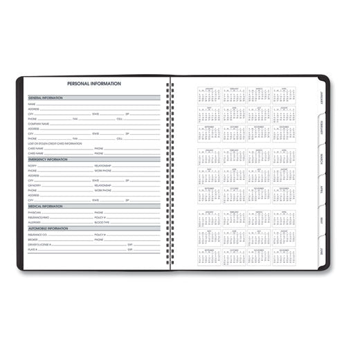 Triple View Weekly Vertical-column Format Appointment Book, 11 X 8.25, Black Cover, 12-month (jan To Dec): 2024