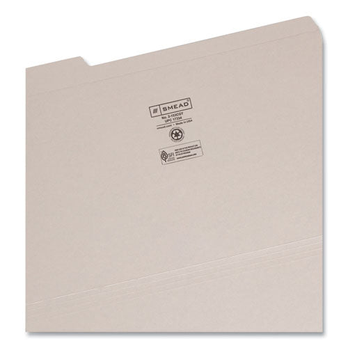 Reinforced Top Tab Colored File Folders, 1/3-cut Tabs: Assorted, Legal Size, 0.75" Expansion, Gray, 100/box