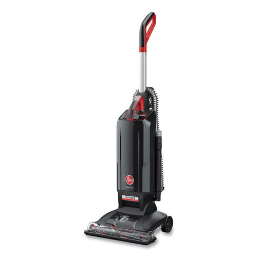 Task Vac Hard Bag Lightweight Upright Vacuum, 14" Cleaning Path, Black