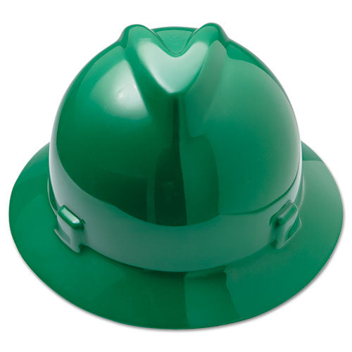 V-gard Full-brim Hard Hats, Ratchet Suspension, Size 6.5 To 8, Green