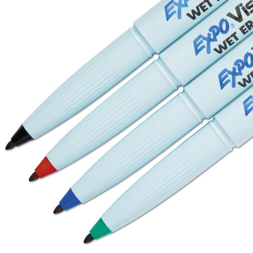 Vis-a-vis Wet Erase Marker, Fine Bullet Tip, Assorted Colors, 4/set