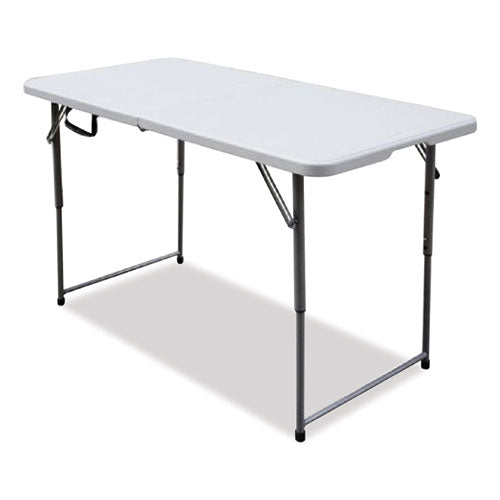 Bifold Resin Folding Table, Rectangular, 48" X 23.6" X 29.1", White Granite Top, Gray Base/legs, 2/pack