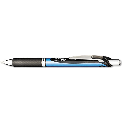 Energel Rtx Gel Pen, Retractable, Fine 0.5 Mm Needle Tip, Black Ink, Black/blue Barrel