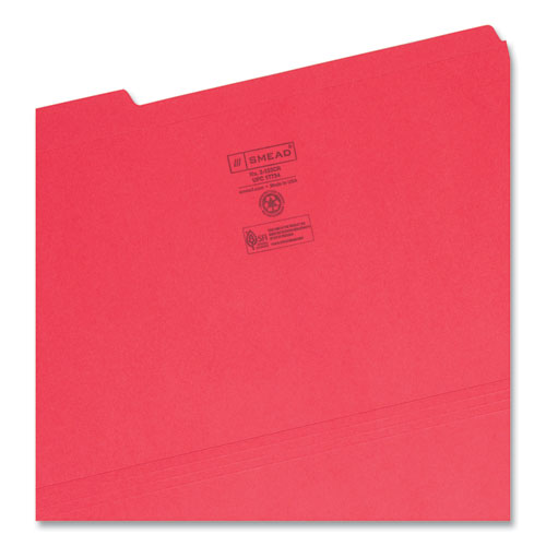 Reinforced Top Tab Colored File Folders, 1/3-cut Tabs: Assorted, Legal Size, 0.75" Expansion, Red, 100/box