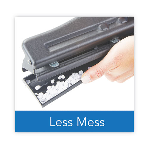 11-sheet Commercial Adjustable Desktop Two- To Three-hole Punch, 9/32" Holes, Black