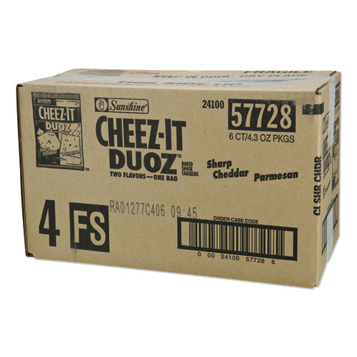 Cheez-it Duoz Crackers, Sharp Cheddar And Parmesan, 4.3 Oz Bag, 6/pack