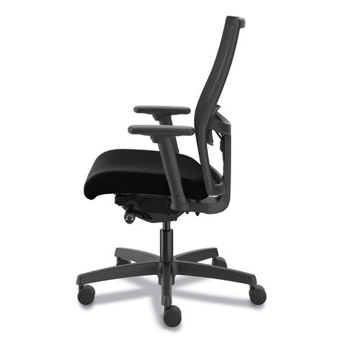 Ignition 2.0 4-way Stretch Mid-back Mesh Task Chair, Adjustable Lumbar Support, Black Seat/back, Black Base
