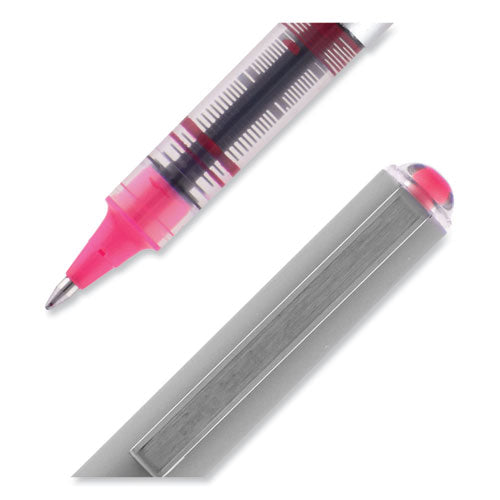 Vision Roller Ball Pen, Stick, Fine 0.7 Mm, Pink Ink, Silver/pink/clear Barrel, Dozen